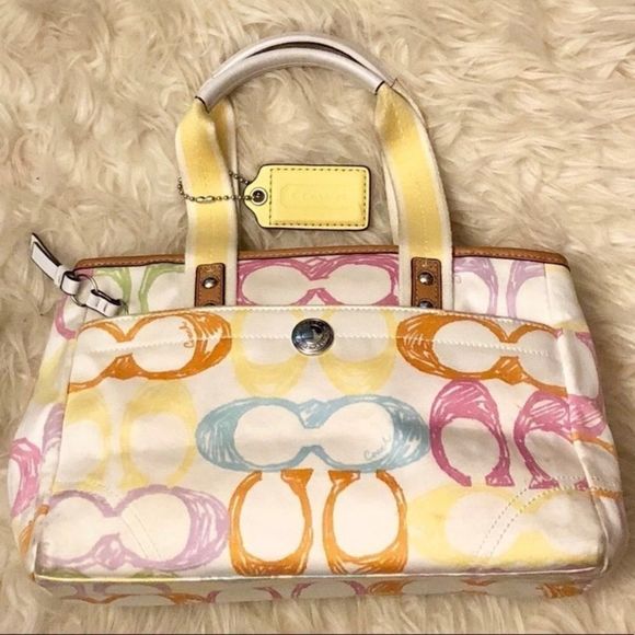 Coach Hampton Multi Color Scribble Logo Bag - Picture 1 of 8